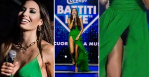 Elisabetta Gregoraci abito verde a Battiti Live